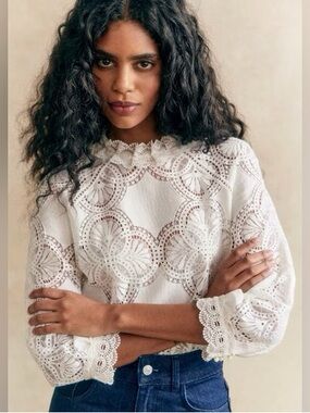 Sézane White Eyelet Lace Blouse